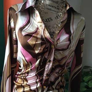 Cache Multicolor Swirl Blouse